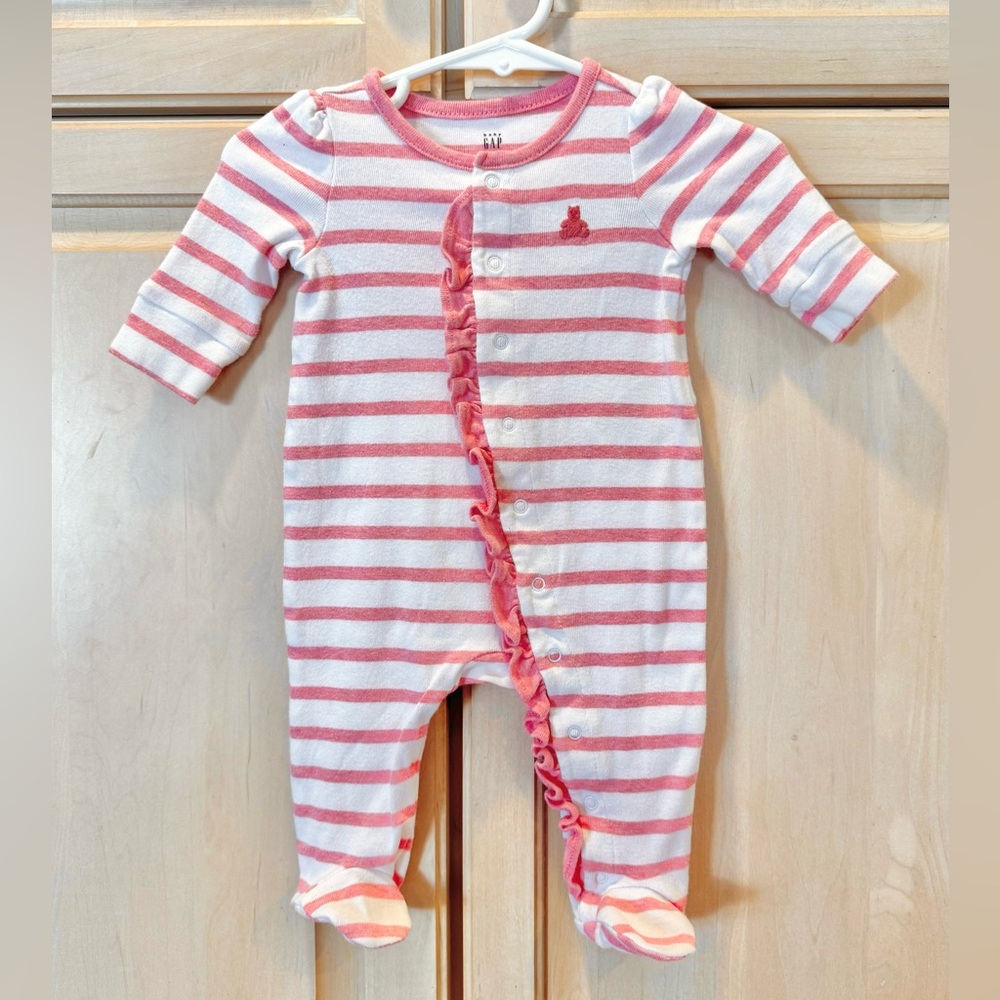 Baby Gap Pink and White Striped Footie Pajamas